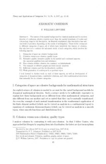 Theory and Applications of Categories, Vol. 19, 2007, No. 3, pp 41--49 Axiomatic Cohesion