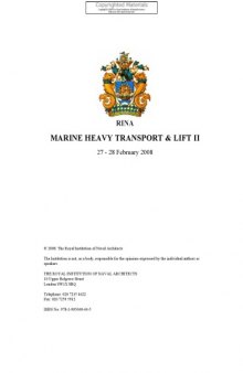 Marine Heavy Transport & Lift II : 27-28 February 2008