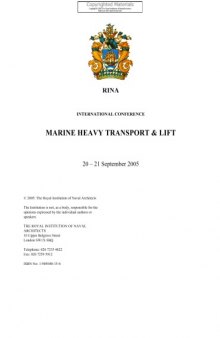 Marine heavy transport & lift, 20-21 September 2005