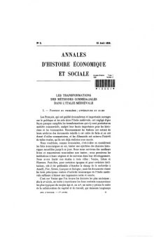 Annales d’histoire économique et sociale: Revue trimestrielle. Tome II. Annee 1929
