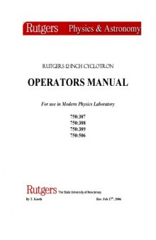 Cyclotron Operators Manual (Rutgers 12-inch)