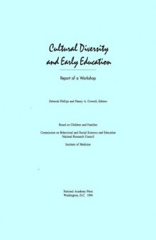Cultural diversity and early education report of a workshop