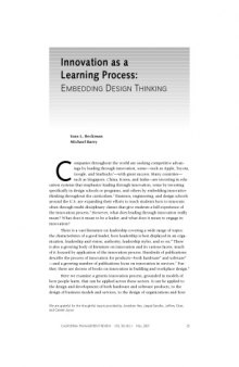 Innovation as a Learning Process: Embedding Design Thinking (California Management Review, Vol. 50, No.1)