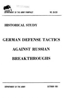 German defense tactics against Russian breakthroughs
