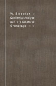 Qualitative Analyse auf praparativer Grundlage