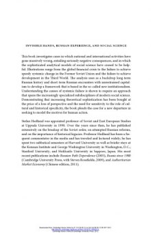 Invisible Hands, Russian Experience, and Social Science: Approaches to Understanding Systemic Failure Hardcover