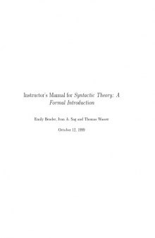 Instructor's manual for Syntactic theory
