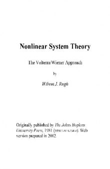 Nonlinear System Theory: The Volterra / Wiener Approach 