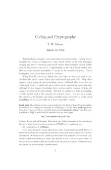 Coding and Cryptography