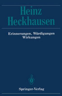Heinz Heckhausen: Erinnerungen, Würdigungen, Wirkungen