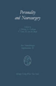 Personality and Neurosurgery: Proceedings of the Third Convention of the Academia Eurasiana Neurochirurgica Brussels, August 30–September 2, 1987