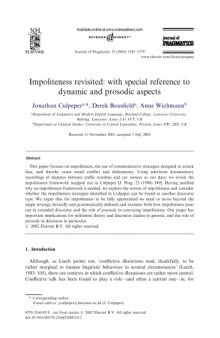 Impoliteness revisited: with special reference to dynamic and prosodic aspects