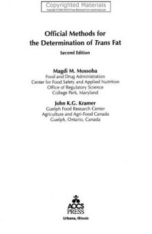 Official methods for the determination of trans fat