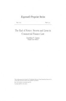 The End of Notice - Secrets & Liens in Commercial Finance Law (2004)