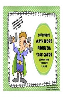 4th Grade Super-Hero Math Word Problem Task Cards