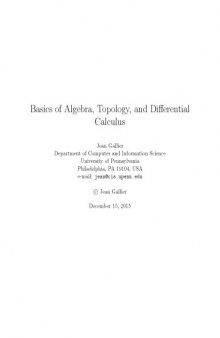 Basics of Algebra, Topology, and Differential Calculus [Lecture notes]