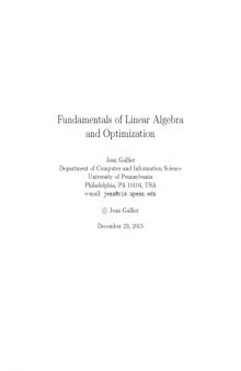 Fundamentals of Linear Algebra and Optimization [Lecture notes]