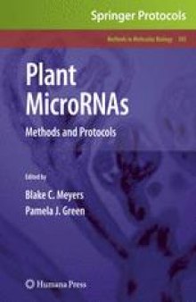 Plant MicroRNAs: Methods and Protocols