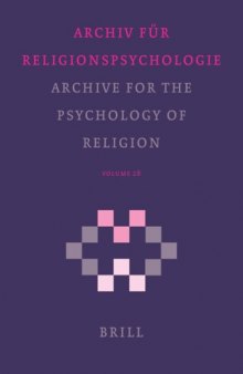 Archive for the Psychology of Religion - Archiv für Religionspsychologie (English - German Edition)
