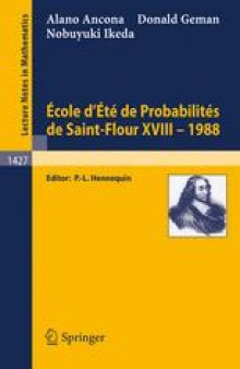 École d'Été de Probabilités de Saint-Flour XVIII - 1988
