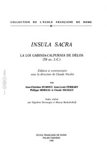 Insula Sacra : La loi Gabinia-Calpurnia de Délos (58 av. J.C)