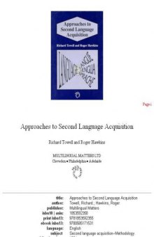 Approaches to Second Language Acquisition