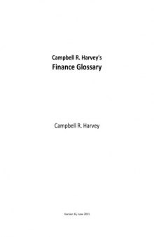 Campbell R. Harvey's Finance Glossary