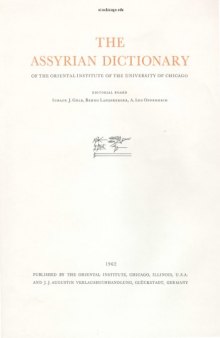 Assyrian Dictionary of the Oriental Institute of the University of Chicago