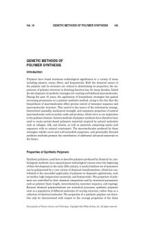 Encyclopedia of Polymer Science and Technology. Genetic Methods of Polymer Synthesis