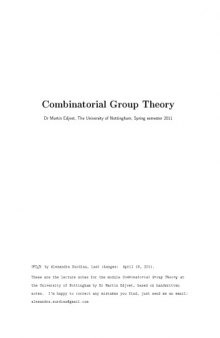 Combinatorial Group Theory [Lecture notes]