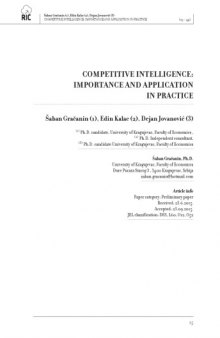 COMPETITIVE INTELLIGENCE: IMPORTANCE AND APPLICATION IN PRACTICE