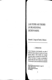 Case Studies and Theories of Organizational Decision Making