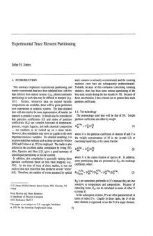 Experimental Trace Element Partitioning (geophysics) [short article]