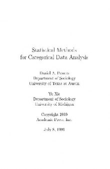 Statistical Methods for Categorical Data Analysis