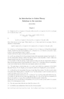 An Introduction to Galois Theory: Solutions to the exercises [Lecture notes]