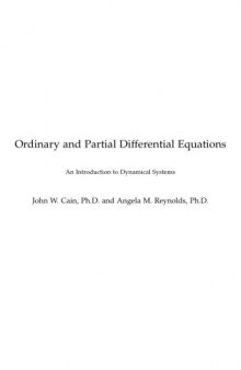 Ordinary and Partial Differential Equations: An Introduction to Dynamical Systems 