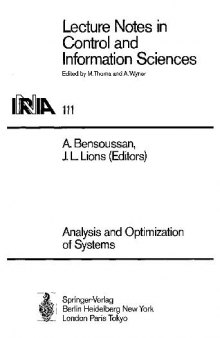 Lecture Notes in Control and Information Sciences: Analysis and Optimization of Systems