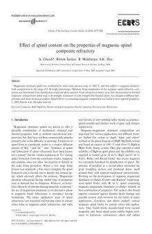 Effect of spinel content on the properties of magnesia–spinel composite refractory