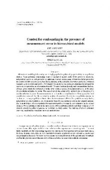 Control for Confounding in the Presence of Measurment Error in Hierarchical Models