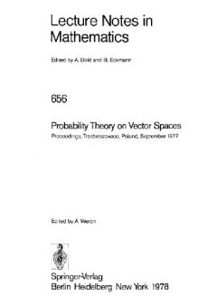 Probability Theory on Vector Spaces: Proceedings, Trzebieszowice, Poland, September 1977