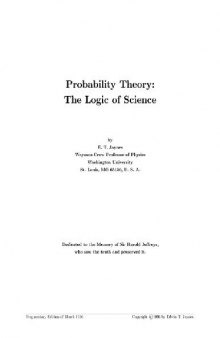 Probability Theory The Logic of Science