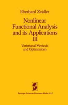 Nonlinear Functional Analysis and its Applications: III: Variational Methods and Optimization