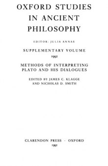 Methods of Interpreting Plato and His Dialogues