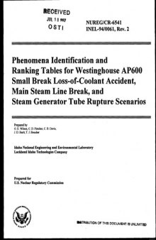 Westinghouse AP600 Small-Break LOCA, Steam-Line Failure, etc., Scenarios - US NRC