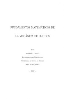 Fundamentos Matemáticos de la Mecánica de Fluidos