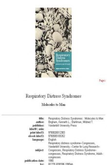 Respiratory distress syndromes: molecules to man