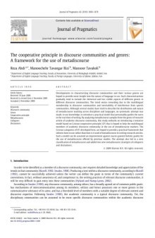 The cooperative principle in discourse communities and genres: A framework for the use of metadiscourse