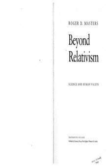 Beyond Relativism: Science and Human Values