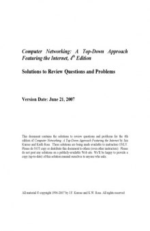 Computer networking: A top-down approach (Solutions to review questions and problems)