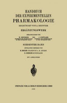 Handbuch der Experimentellen Pharmakologie: Ergänzungswerk